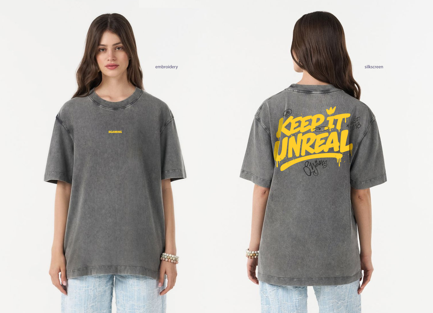 Acid-wash Grey T-Shirt: Keep It Unreal