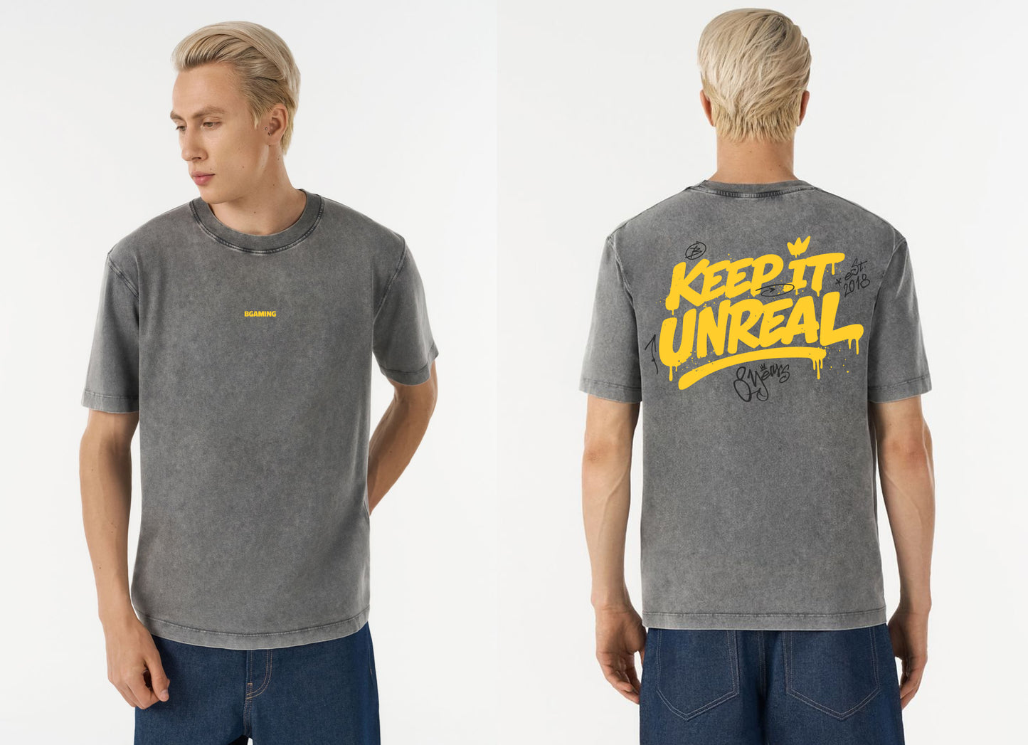 Acid-wash Grey T-Shirt: Keep It Unreal